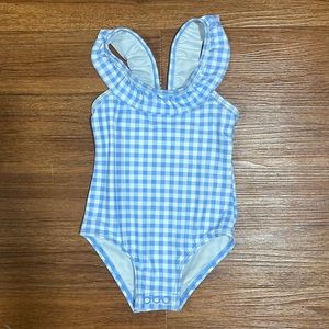 BLUE & WHITE CHECKERED BATHING SUIT